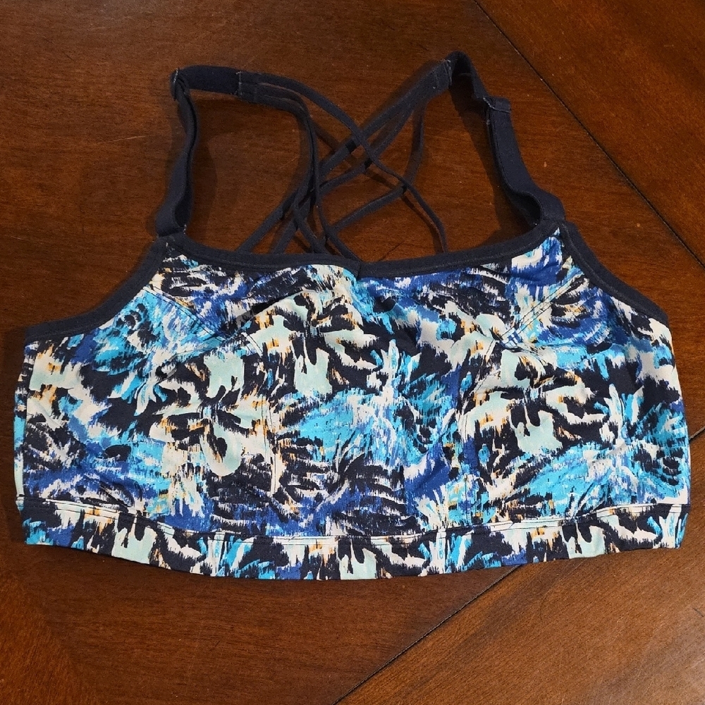 (J15) Livi Active Vibrant Blue Patterned Sports Bra Sz 14/16